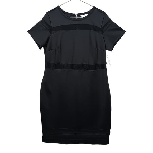 JCP Boutique+ Dress Size 1X Black With Mesh Panels Short Sleeve Zippered NWT - Picture 1 of 10